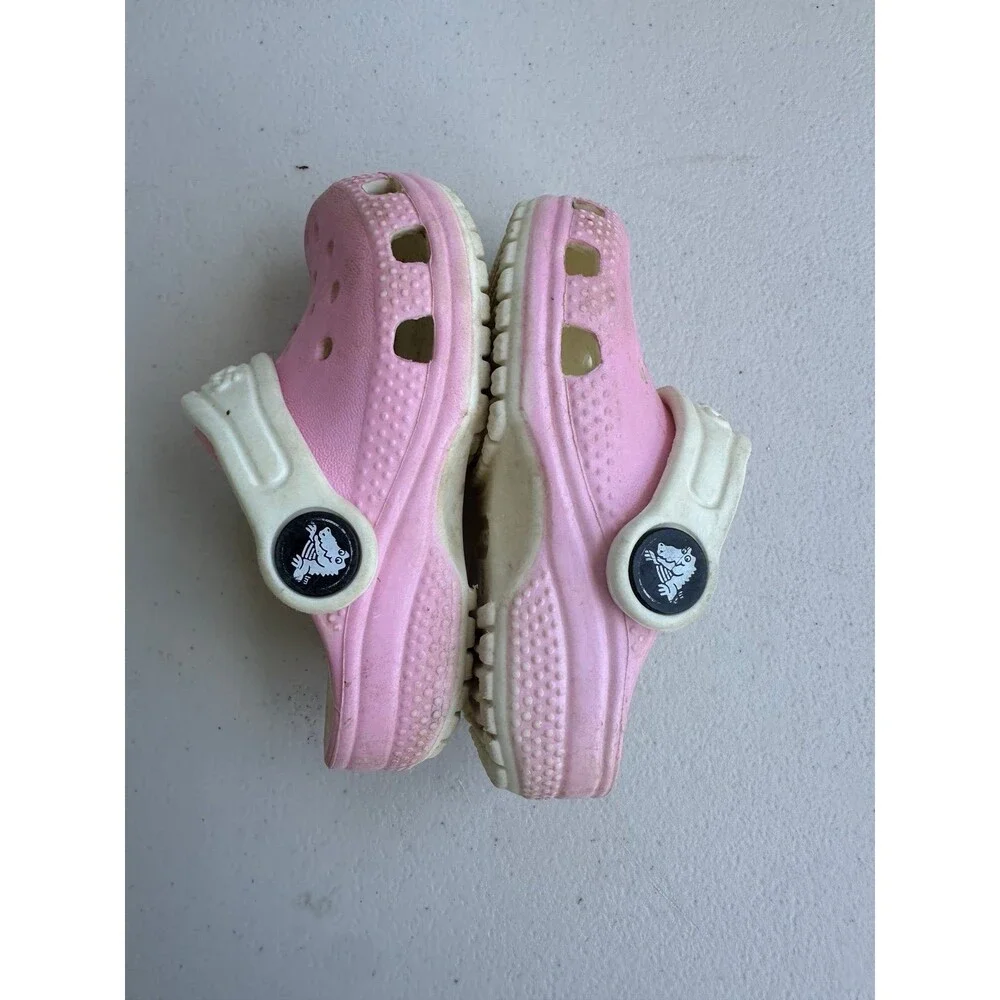 Crocs Kids Toddler Girl Pink White Summer Ready Classic Clogs 5